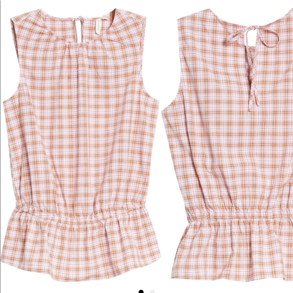 NWT Treasure & Bond check peplum top XS